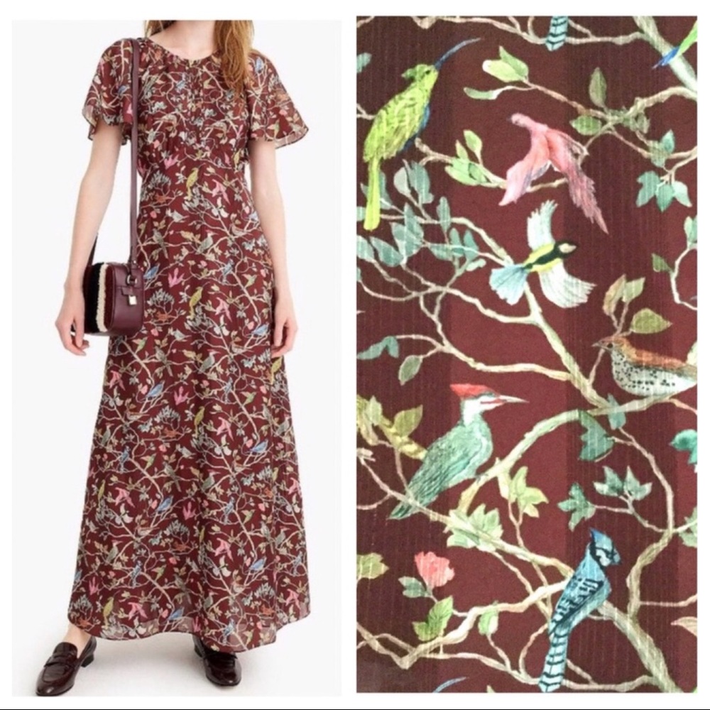 NWT Point Sur by J. Crew Bird Menagerie Maxi Dress